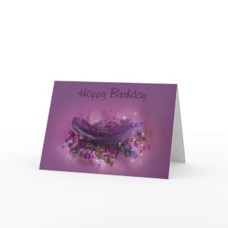 Birthday Card - Purple Fairys Feather