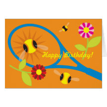 Birthday card with cute tennis design