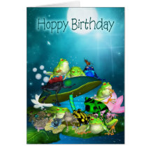 Birthday Card With Fantasy Frogs - Hoppy Birthday