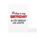 Birthday Cash Accepted cards