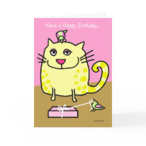 Birthday cat with birds cards