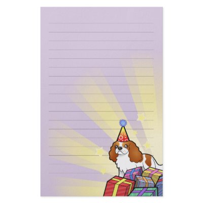 Birthday Cavalier King Charles Spaniel Customized Stationery by CartoonizeMyPet