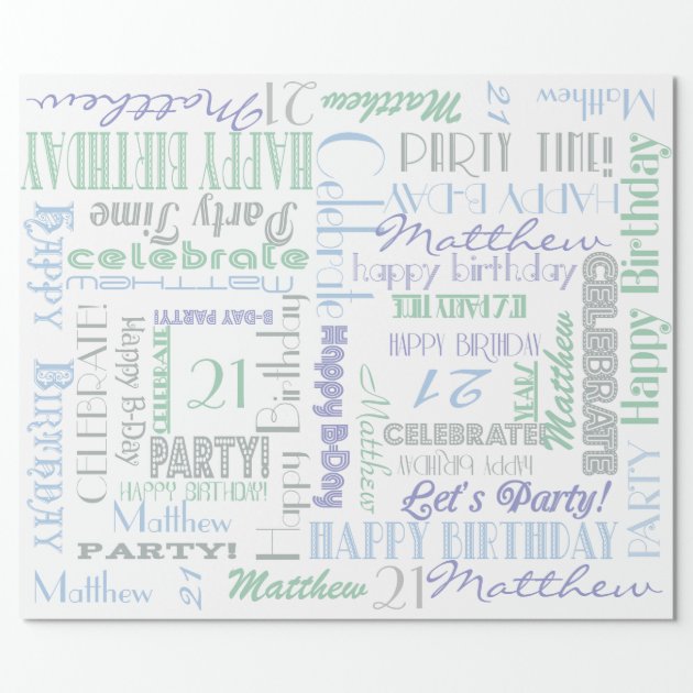 Birthday Celebration! Cool Custome NAME and AGE Wrapping Paper-2