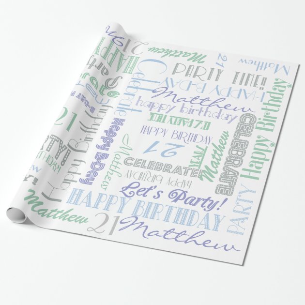 Birthday Celebration! Cool Custome NAME and AGE Wrapping Paper