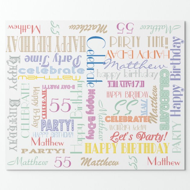 Birthday Celebration! Fontography  NAME and AGE Wrapping Paper 2/4
