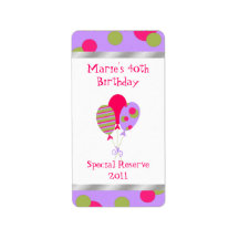 Birthday Celebration Home Made Wine Labels