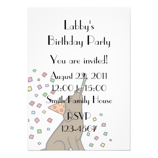 Birthday Chocolate Labrador Cartoon Announcements