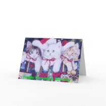 Birthday Christmas Cats cards