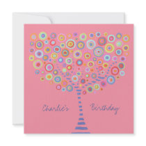 Birthday Circle Tree Retro Personalized Invitation