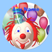 Birthday clown, Any Name stickers