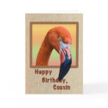 Birthday, Cousin, Flamingo Bird Greeting Cards