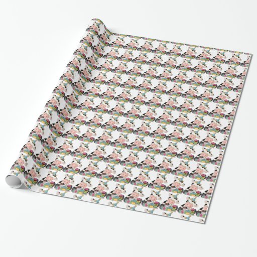 Birthday cow pattern wrapping paper | Zazzle