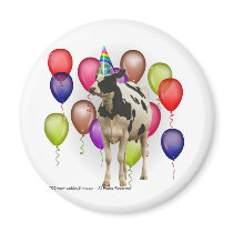 Birthday Cow Theme Party Fridge Magnets