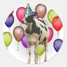 Birthday Cow Theme Party Sticker
