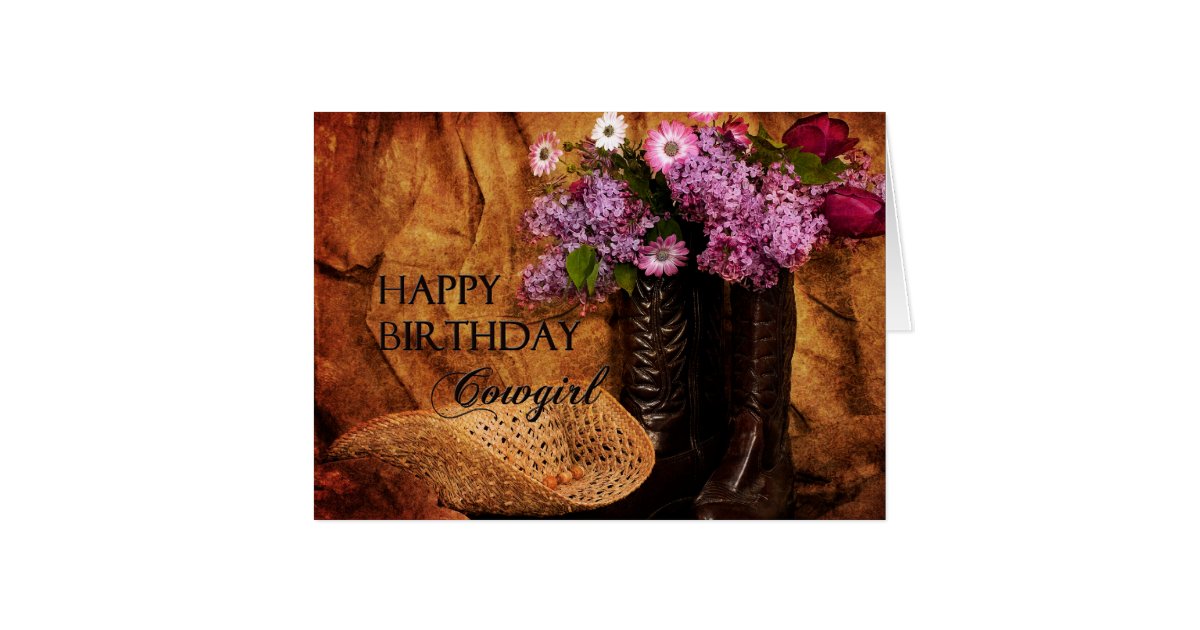 birthday cowgirl boots and flowers card zazzle what is a save the date card