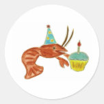 Birthday Crawfish Cupcake Round Sticker