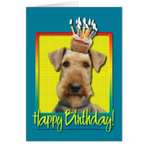 Birthday Cupcake Airedale Greeting Card