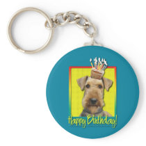 Birthday Cupcake Airedale Key Chain