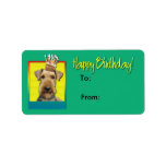 Birthday Cupcake Airedale Personalized Address Label