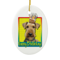 Birthday Cupcake - Airedale Christmas Ornaments