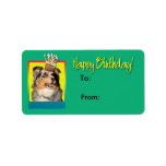 Birthday Cupcake - Australian Shepherd - Dustine Personalized Address Label