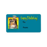 Birthday Cupcake - Australian Shepherd - Dustine Personalized Address Label
