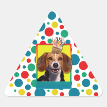 Birthday Cupcake Beagle Triangle Sticker