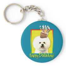 Birthday Cupcake - Bichon Frise Keychains
