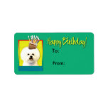 Birthday Cupcake - Bichon Frise Custom Address Label
