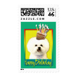 Birthday Cupcake - Bichon Frise Postage Stamp