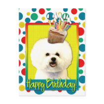 Birthday Cupcake - Bichon Frise Post Card