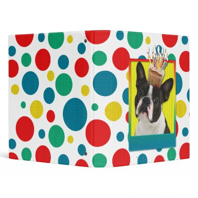 Birthday Cupcake - Boston Terrier 3 Ring Binders by FrankzPawPrintz