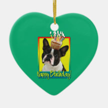 Birthday Cupcake - Boston Terrier Christmas Ornaments