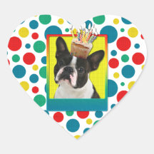 Birthday Cupcake - Boston Terrier Sticker