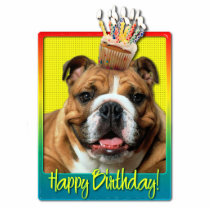 Birthday Cupcake - Bulldog - Dark Photo Cutout
