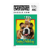 Birthday Cupcake - Bulldog - Dark Postage Stamp