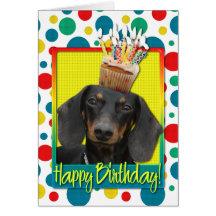 Birthday Cupcake - Dachshund - Winston Card