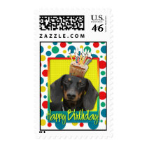 Birthday Cupcake - Dachshund - Winston Postage Stamps