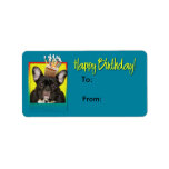 Birthday Cupcake - French Bulldog - Teal Custom Address Label