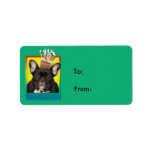 Birthday Cupcake - French Bulldog - Teal Address Label