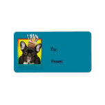 Birthday Cupcake - French Bulldog - Teal Address Label