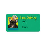 Birthday Cupcake - French Bulldog - Teal Personalized Address Label