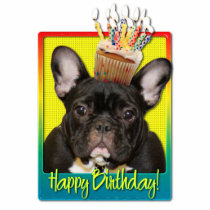 Birthday Cupcake - French Bulldog - Teal Photo Sculptures