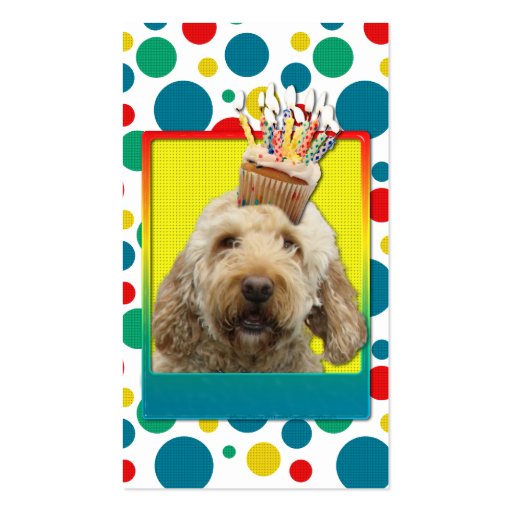 Birthday Cupcake - GoldenDoodle Business Card Template (back side)