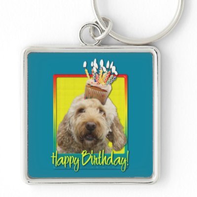 Birthday Cupcake - GoldenDoodle Keychain by FrankzPawPrintz