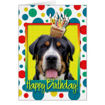 Birthday Cupcake - Greater Swiss Mountain Dog Cards