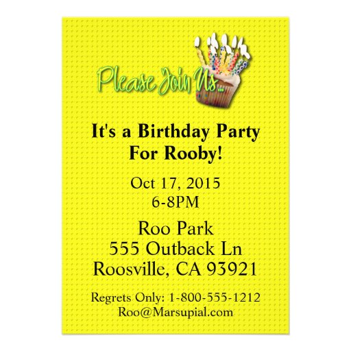 Birthday Cupcake - Kangaroo Invitation