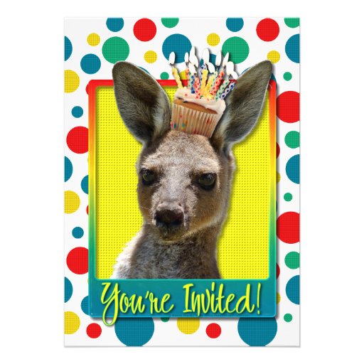 Birthday Cupcake - Kangaroo Invitation