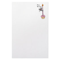 Birthday cupcake mouse stationery