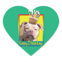 Birthday Cupcake - Pitbull - Jersey Girl Heart Stickers